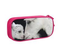 JKLQWC Cute Goat Mother Printed Pencil Case Cute Pen Pencil Box Bag Zipper Storage Organizer Box Holder for Office School Teen Girl Boy Adult,Pink