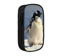 JKLQWC Cute Penguin Printed Pencil Case Cute Pen Pouch Large Pen Bag Portable Storage Organizer Box for Office School Teen Girl Boy Adult,Black