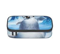 JKLQWC Cute Penguins Baby Taking Pictures Printed Pencil Case Cute Pen Pencil Box Bag Large Capacity Compartment Zipper Pencil Pouch Organizer for Office School Travel
