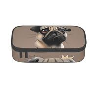 JKLQWC Cute Pug Dog 1 Printed Pencil Case Cute Pen Pencil Box Bag Large Capacity Compartment Zipper Pencil Pouch Organizer for Office School Travel