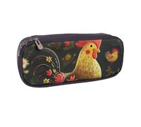 JKLQWC Cute Rooster Chickens Printed PU Leather Pencil Case Cute Pen Pencil Box Bag Zipper Office School Pencil Pouch Organizer for Students Teen Girls Boys Adult