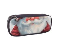 JKLQWC Cute Santa Claus 1 Printed PU Leather Pencil Case Cute Pen Pencil Box Bag Zipper Office School Pencil Pouch Organizer for Students Teen Girls Boys Adult