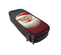 JKLQWC Cute Santa Claus Print Printed PU Leather Pencil Case Cute Pen Pencil Box Bag Zipper Office School Pencil Pouch Organizer for Students Teen Girls Boys Adult