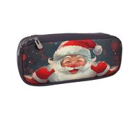 JKLQWC Cute Santa Claus Print Printed PU Leather Pencil Case Cute Pen Pencil Box Bag Zipper Office School Pencil Pouch Organizer for Students Teen Girls Boys Adult
