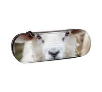 JKLQWC Cute Sheep Lamb Printed Pencil Case Cute Pen Pencil Box Bag PU Leather Zipper Pencil Pouch Organizer for Office School Travel