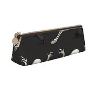 JKLQWC Cute Skeleton Dancing Printed Triangle Pencil Case with Zipper - Lightweight Leather Organizer for School, Office, Travel, Makeup