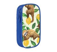 JKLQWC Cute Sloths on Yellow Lemons Printed Pencil Case Cute Pen Pouch Large Pen Bag Portable Storage Organizer Box for Office School Teen Girl Boy Adult,Blue