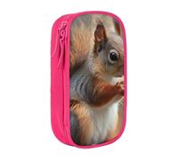 JKLQWC Cute Squirrel Printed Pencil Case Cute Pen Pouch Large Pen Bag Portable Storage Organizer Box for Office School Teen Girl Boy Adult,Pink