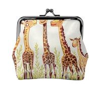 JKLQWC Cute Wild Cartoon Giraffes Printed Coin Purse for Women Cute PU Leather Coin Wallet Mini Coin Purse Pouch with Kiss-Lock