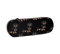 JKLQWC Dachshund Weiner Pet Dogs Printed Pencil Case Cute Pen Pencil Box Bag PU Leather Zipper Pencil Pouch Organizer for Office School Travel