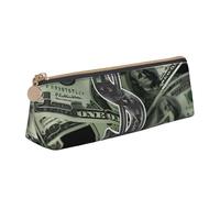 JKLQWC Dollar Sign Money Printed Triangle Pencil Case with Zipper - Lightweight Leather Organizer for School, Office, Travel, Makeup