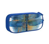 JKLQWC Dragonfly Print Printed Pencil Case Cute Pen Pencil Box Bag Zipper Storage Organizer Box Holder for Office School Teen Girl Boy Adult,Blue