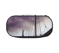 JKLQWC Dual-Zip Pencil Case Organizer with Mesh Compartment & Pen Holders - Ancient Times Boat Prints Multi-Purpose Stationery Holder, Travel-Friendly Cosmetic Bag for School, Office, Gifts