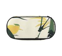 JKLQWC Dual-Zip Pencil Case Organizer with Mesh Compartment & Pen Holders - Birds Landed on Branches Prints Multi-Purpose Stationery Holder, Travel-Friendly Cosmetic Bag for School, Office, Gifts