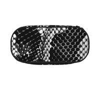 JKLQWC Dual-Zip Pencil Case Organizer with Mesh Compartment & Pen Holders - Black White Snake Skin Prints Multi-Purpose Stationery Holder, Travel-Friendly Cosmetic Bag for School, Office, Gifts