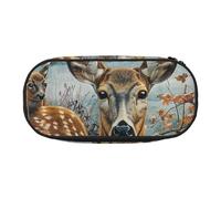 JKLQWC Dual-Zip Pencil Case Organizer with Mesh Compartment & Pen Holders - Camouflage Deer Prints Multi-Purpose Stationery Holder, Travel-Friendly Cosmetic Bag for School, Office, Gifts