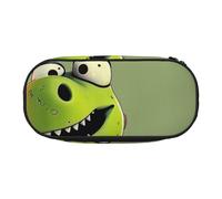 JKLQWC Dual-Zip Pencil Case Organizer with Mesh Compartment & Pen Holders - Cartoon Dinosaur Prints Multi-Purpose Stationery Holder, Travel-Friendly Cosmetic Bag for School, Office, Gifts