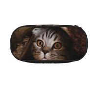JKLQWC Dual-Zip Pencil Case Organizer with Mesh Compartment & Pen Holders - Cat Under Blanket Prints Multi-Purpose Stationery Holder, Travel-Friendly Cosmetic Bag for School, Office, Gifts