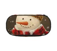 JKLQWC Dual-Zip Pencil Case Organizer with Mesh Compartment & Pen Holders - Christmas Snowman Prints Multi-Purpose Stationery Holder, Travel-Friendly Cosmetic Bag for School, Office, Gifts