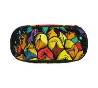 JKLQWC Dual-Zip Pencil Case Organizer with Mesh Compartment & Pen Holders - Colorful Pineapple Prints Multi-Purpose Stationery Holder, Travel-Friendly Cosmetic Bag for School, Office, Gifts