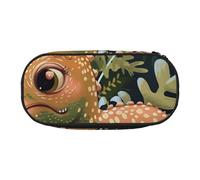 JKLQWC Dual-Zip Pencil Case Organizer with Mesh Compartment & Pen Holders - Cute Dinosaur Prints Multi-Purpose Stationery Holder, Travel-Friendly Cosmetic Bag for School, Office, Gifts