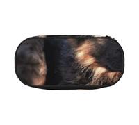 JKLQWC Dual-Zip Pencil Case Organizer with Mesh Compartment & Pen Holders - Cute German Shepherd Puppy Prints Multi-Purpose Stationery Holder, Travel-Friendly Cosmetic Bag for School, Office, Gifts