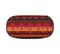 JKLQWC Dual-Zip Pencil Case Organizer with Mesh Compartment & Pen Holders - Mexican Folk Art Boho Prints Multi-Purpose Stationery Holder, Travel-Friendly Cosmetic Bag for School, Office, Gifts