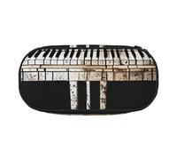 JKLQWC Dual-Zip Pencil Case Organizer with Mesh Compartment & Pen Holders - Piano Prints Multi-Purpose Stationery Holder, Travel-Friendly Cosmetic Bag for School, Office, Gifts