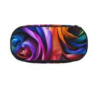 JKLQWC Dual-Zip Pencil Case Organizer with Mesh Compartment & Pen Holders - Rainbow Rose Prints Multi-Purpose Stationery Holder, Travel-Friendly Cosmetic Bag for School, Office, Gifts