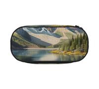 JKLQWC Dual-Zip Pencil Case Organizer with Mesh Compartment & Pen Holders - Rocky Mountains Prints Multi-Purpose Stationery Holder, Travel-Friendly Cosmetic Bag for School, Office, Gifts