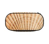 JKLQWC Dual-Zip Pencil Case Organizer with Mesh Compartment & Pen Holders - Scallop Seashell Prints Multi-Purpose Stationery Holder, Travel-Friendly Cosmetic Bag for School, Office, Gifts