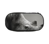 JKLQWC Dual-Zip Pencil Case Organizer with Mesh Compartment & Pen Holders - South Africa Rhinoceros Prints Multi-Purpose Stationery Holder, Travel-Friendly Cosmetic Bag for School, Office, Gifts