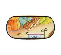 JKLQWC Dual-Zip Pencil Case Organizer with Mesh Compartment & Pen Holders - Sunflowers Pumpkins Prints Multi-Purpose Stationery Holder, Travel-Friendly Cosmetic Bag for School, Office, Gifts