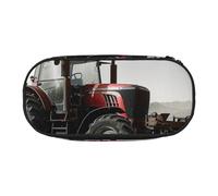 JKLQWC Dual-Zip Pencil Case Organizer with Mesh Compartment & Pen Holders - Tractor Agriculture Tranquil Prints Multi-Purpose Stationery Holder, Travel-Friendly Cosmetic Bag for School, Office, Gifts