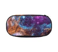 JKLQWC Dual-Zip Pencil Case Organizer with Mesh Compartment & Pen Holders - Universe Galaxy Space Prints Multi-Purpose Stationery Holder, Travel-Friendly Cosmetic Bag for School, Office, Gifts