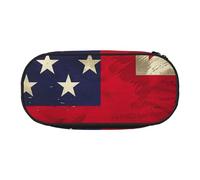 JKLQWC Dual-Zip Pencil Case Organizer with Mesh Compartment & Pen Holders - USA UK Flag Prints Multi-Purpose Stationery Holder, Travel-Friendly Cosmetic Bag for School, Office, Gifts