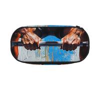 JKLQWC Dual-Zip Pencil Case Organizer with Mesh Compartment & Pen Holders - Weightlifting Sports Prints Multi-Purpose Stationery Holder, Travel-Friendly Cosmetic Bag for School, Office, Gifts