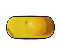 JKLQWC Dual-Zip Pencil Case Organizer with Mesh Compartment & Pen Holders - Yellow Lemon Print Prints Multi-Purpose Stationery Holder, Travel-Friendly Cosmetic Bag for School, Office, Gifts