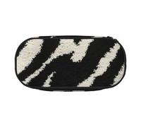 JKLQWC Dual-Zip Pencil Case Organizer with Mesh Compartment & Pen Holders - Zebra Animal Prints Multi-Purpose Stationery Holder, Travel-Friendly Cosmetic Bag for School, Office, Gifts