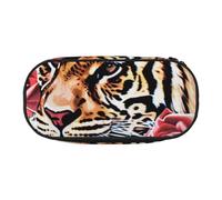 JKLQWC Dual-Zip Pencil Case Organizer with Pen Holders - Animal Tiger Leopard Print Rose Flower Prints Multi-Purpose Stationery Holder, Travel Cosmetic Bag for School, Office, Gifts