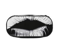 JKLQWC Dual-Zip Pencil Case Organizer with Pen Holders - Lips Printed in Black and White Stripes Prints Multi-Purpose Stationery Holder, Travel Cosmetic Bag for School, Office, Gifts