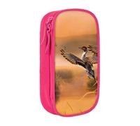 JKLQWC Duck Flying Hunting Printed Pencil Case Cute Pen Pouch Large Pen Bag Portable Storage Organizer Box for Office School Teen Girl Boy Adult,Pink
