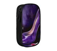 JKLQWC Elegant High Heels with Lipstick Printed Pencil Case Cute Pen Pouch Large Pen Bag Portable Storage Organizer Box for Office School Teen Girl Boy Adult,Black