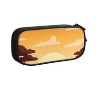 JKLQWC Elephant and Giraffe in The Sunset Printed Pencil Case Cute Pen Pencil Box Bag Zipper Storage Organizer Box Holder for Office School Teen Girl Boy Adult,Black