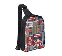 JKLQWC England Symbols Printed Crossbody Sling Backpack Sling Bag for Men Women Adjustable Shoulder Bag Travel Hiking Chest Bag Daypack