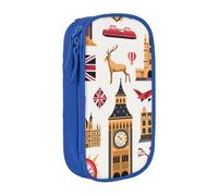 JKLQWC England Symbols Printed Pencil Case Cute Pen Pouch Large Pen Bag Portable Storage Organizer Box for Office School Teen Girl Boy Adult,Blue