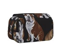 JKLQWC English Bulldogs Prints Pencil Case for Kids Men Women, Two Layers Large Capacity Pencil Pouch Makeup Bag Organizer for Office School Travel