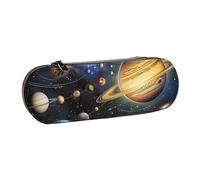JKLQWC Exploring The Solar System Printed Pencil Case Cute Pen Pencil Box Bag PU Leather Zipper Pencil Pouch Organizer for Office School Travel