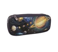 JKLQWC Exploring The Solar System Printed PU Leather Pencil Case Cute Pen Pencil Box Bag Zipper Office School Pencil Pouch Organizer for Students Teen Girls Boys Adult