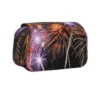 JKLQWC Explosion Firework 3D Prints Pencil Case for Kids Men Women, Two Layers Large Capacity Pencil Pouch Makeup Bag Organizer for Office School Travel